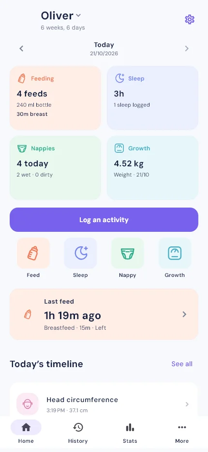 Baby Tracker: Feeding Log: Your baby’s day at a glance