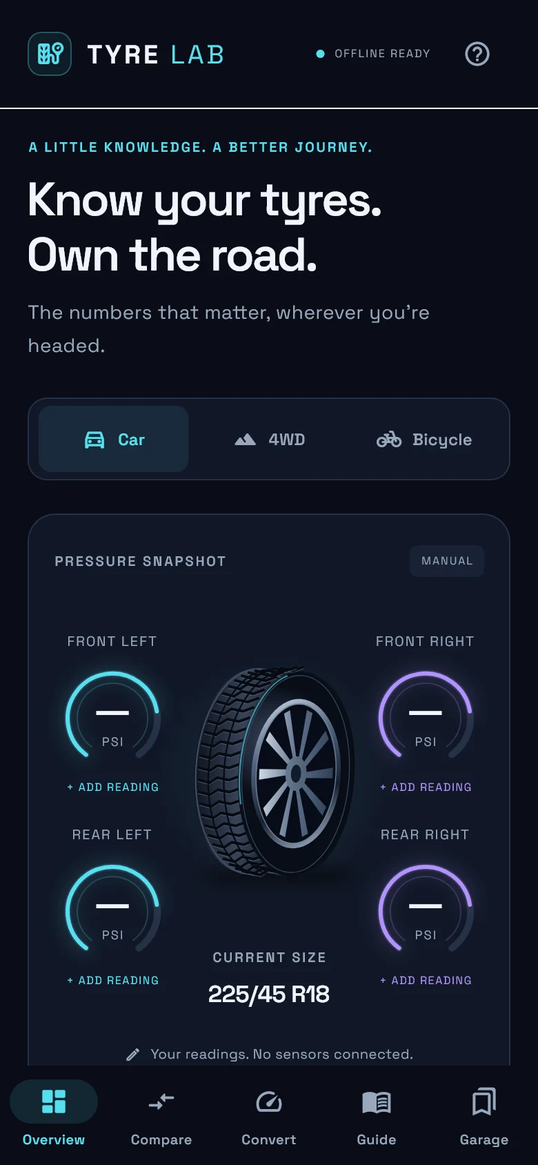 Tyre Lab: Size & Pressure app preview